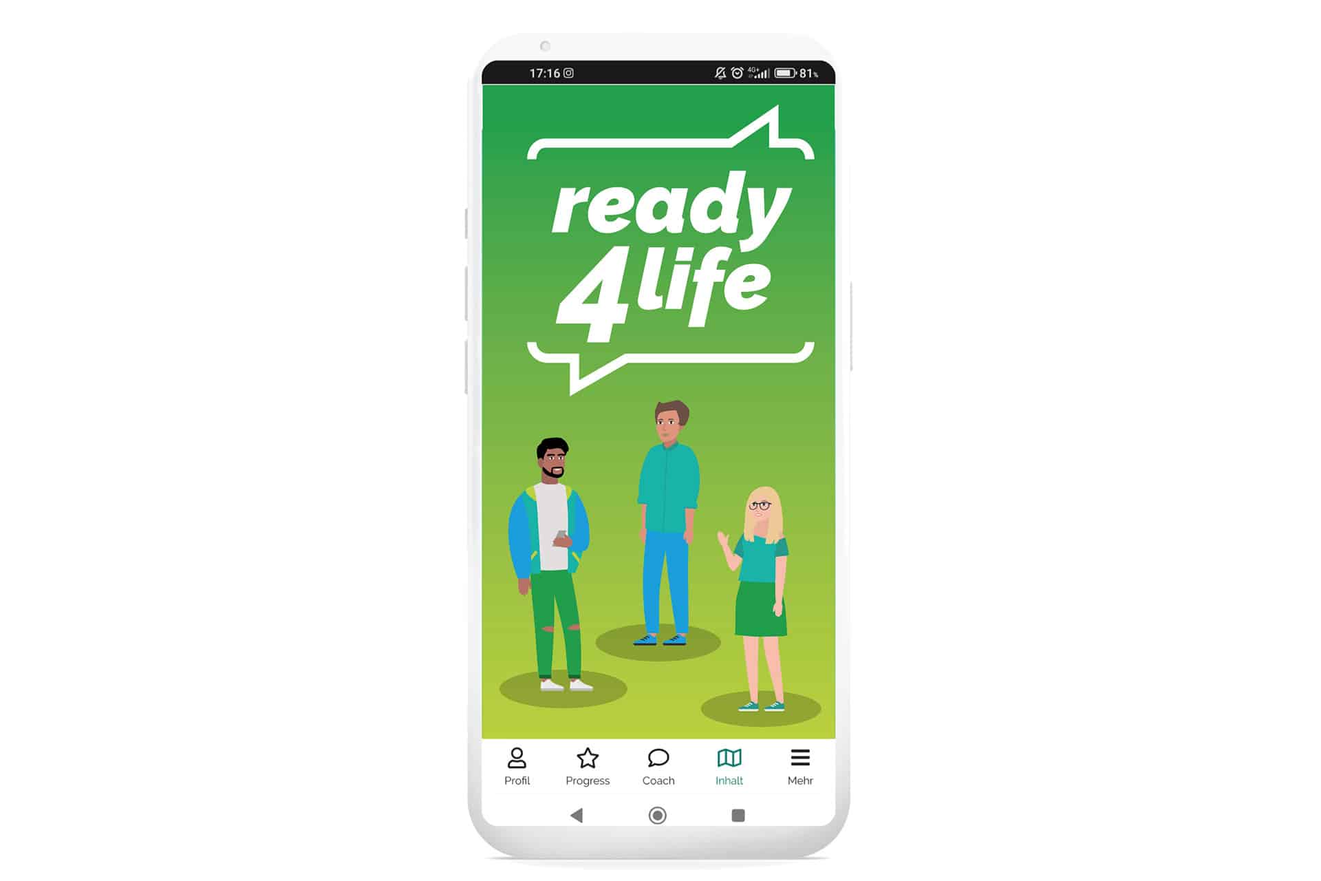 Ready4Life-Startsteite der App