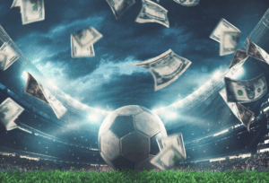 Geld wird um einen Fußball herumgewirbelt. © alphaspirit - stock.adobe.com